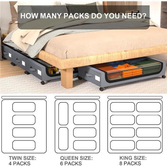 Under Bed Storage with Wheels: XXL Underbed Storage Containers with Lids - Picture 6 of 7